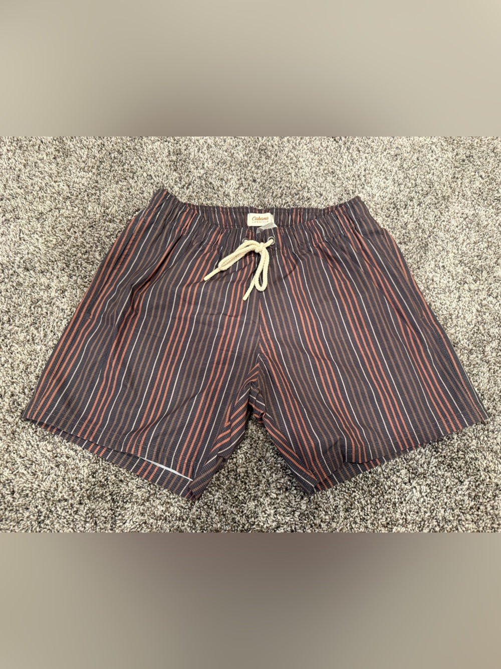 Cabana Life Swim Trunks Men’s Small NWOT Navy Coral Stripe